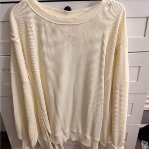 American Eagle Off-White Waffle Knit Top